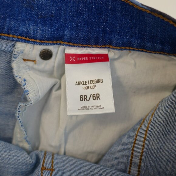 Express Grip Tape Striped Blue Denim Jeans Ankle Legging High Rise -6R- 27 / 28 - Picture 6 of 7